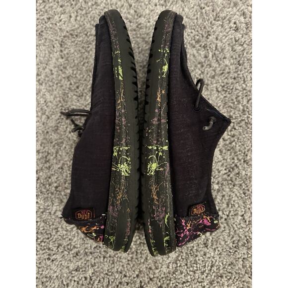 Hey Dude Shoes Wendy Glo Youth Size Y3-L4 Neon Paint‎ Splatter Loafers Black - Picture 6 of 8
